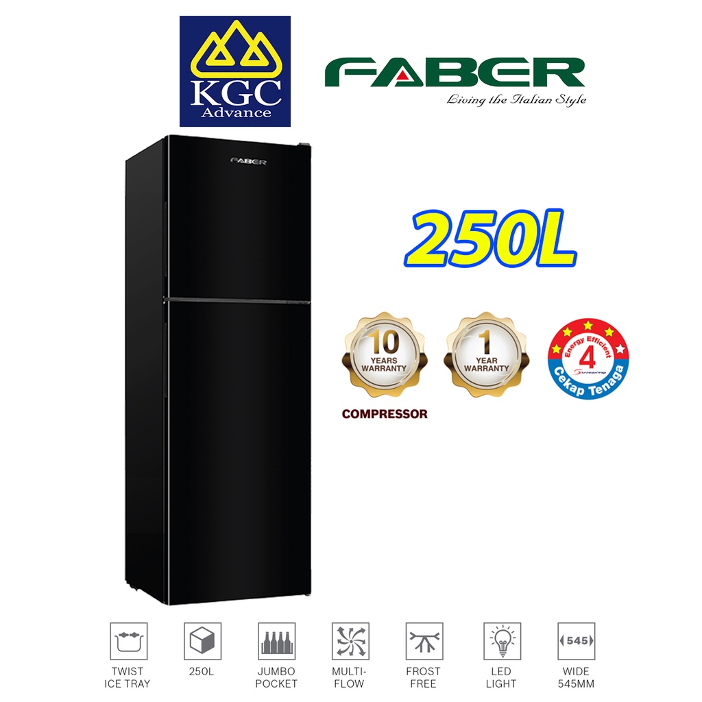 FABER (250L) 2 Door Fridge LUSSO 252BK Refrigerator