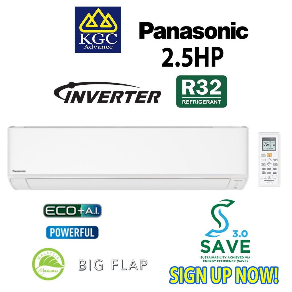 Panasonic 2.5HP Standard Inverter R32 Air Conditioner CS-PU24XKH & CU-PU24XKH