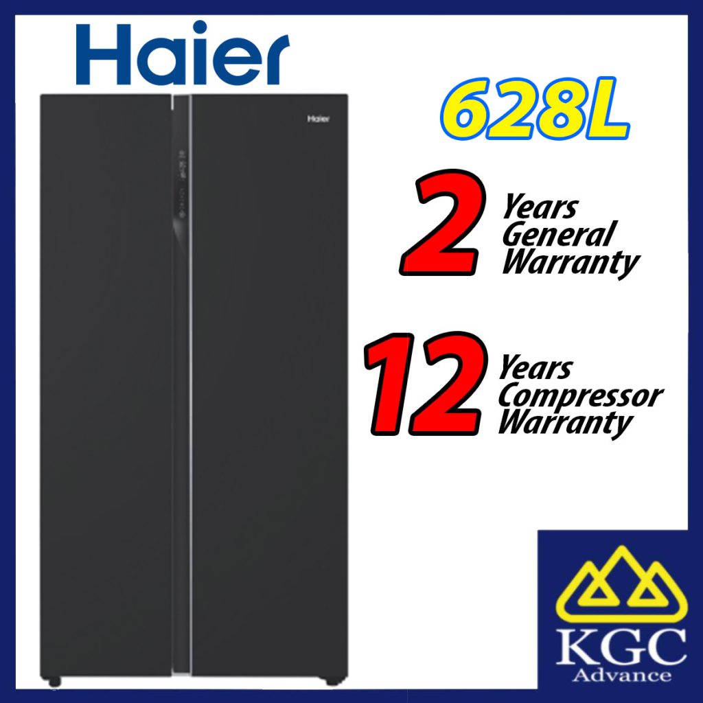 Haier 628L Side By Side Fridge Glass Series HRF619SI(B) Inverter Refrigerator Khin Guan