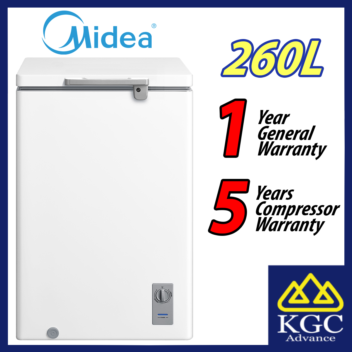 Midea 130L WD130WA Convertible Freezer with Key Lock Khin Guan