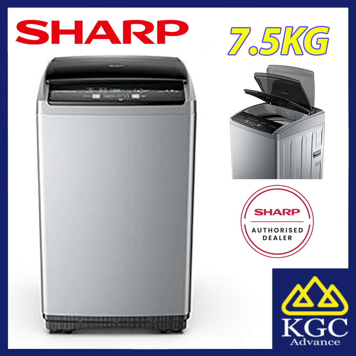 Sharp 7.5KG Washer Top Load Washing Machine ES721X Khin Guan Corporation