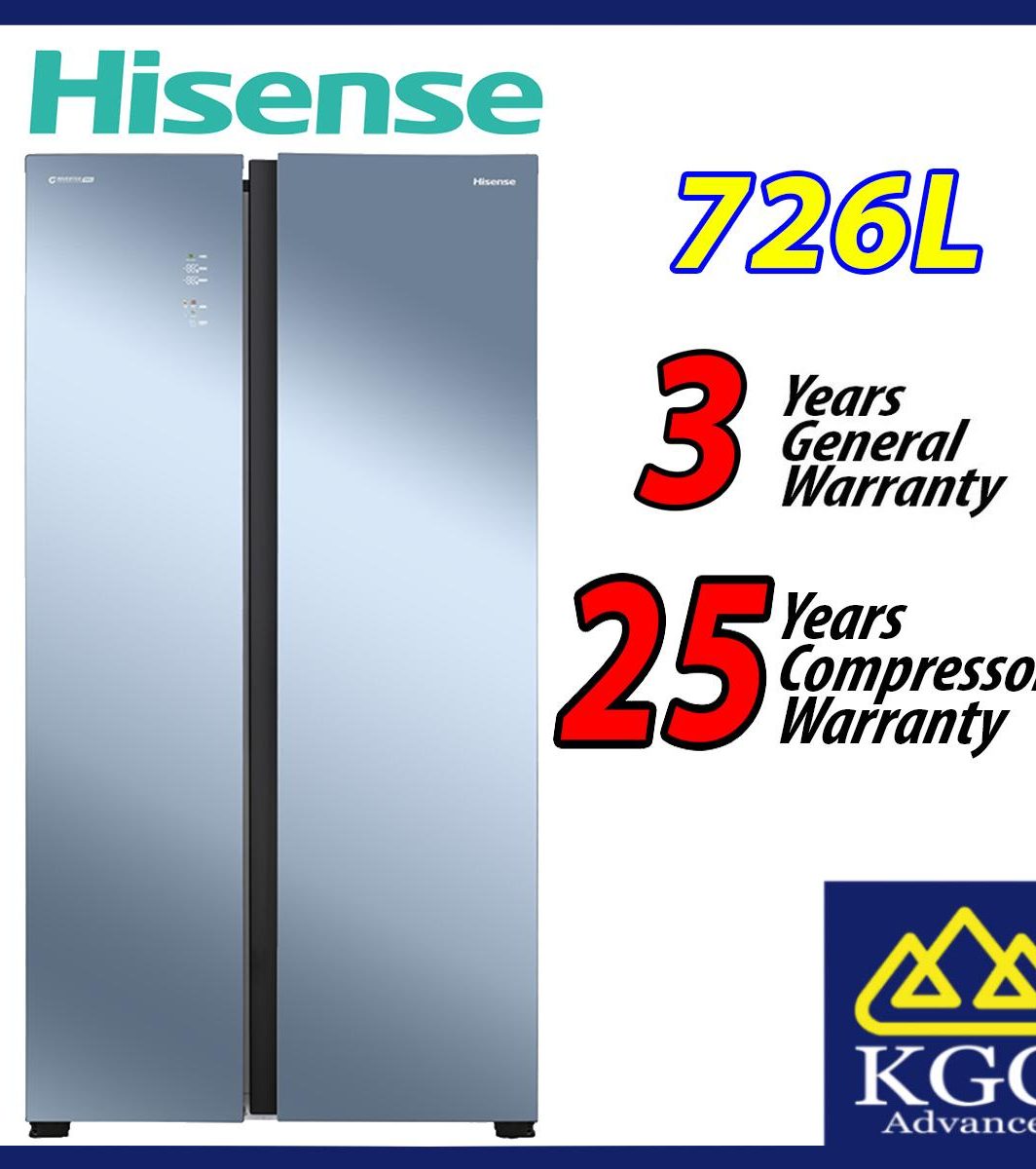 Hisense 726L Side by Side Inverter Fridge RS808N4ABU Refrigerator