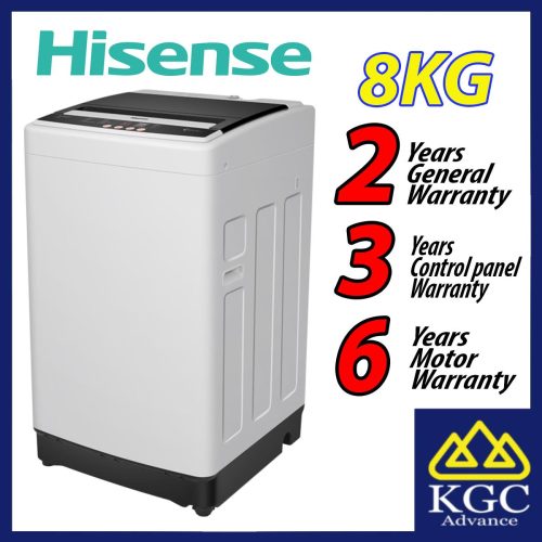 Hisense Mesin Basuh 8KG Top Load Auto WTAR8011G