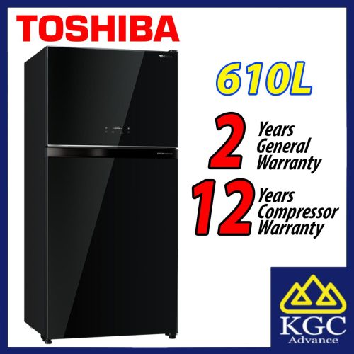 (Free Shipping) TOSHIBA 610L 2 Doors Fridge Black Glass GR-RT735WE-PGY (XK) Inverter Refrigerator Peti Sejuk