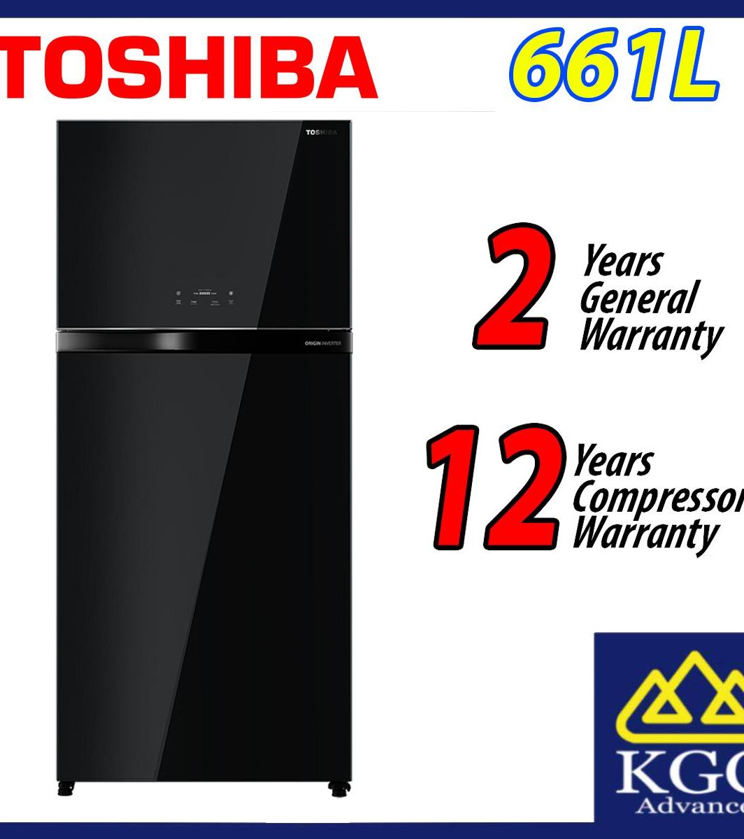 TOSHIBA 661L 2 Door Inverter Fridge GR-RT835WE-PGY Peti Sejuk Refrigerator BLACK